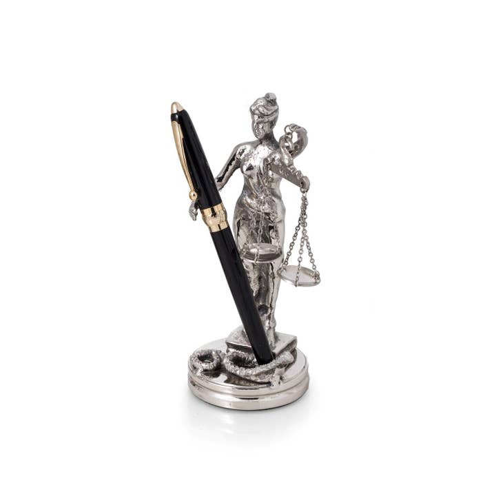 BeyBerk International - Vendita all'ingrosso Portapenne e portamatite - Portapenne placcato argento antico Lady Justice