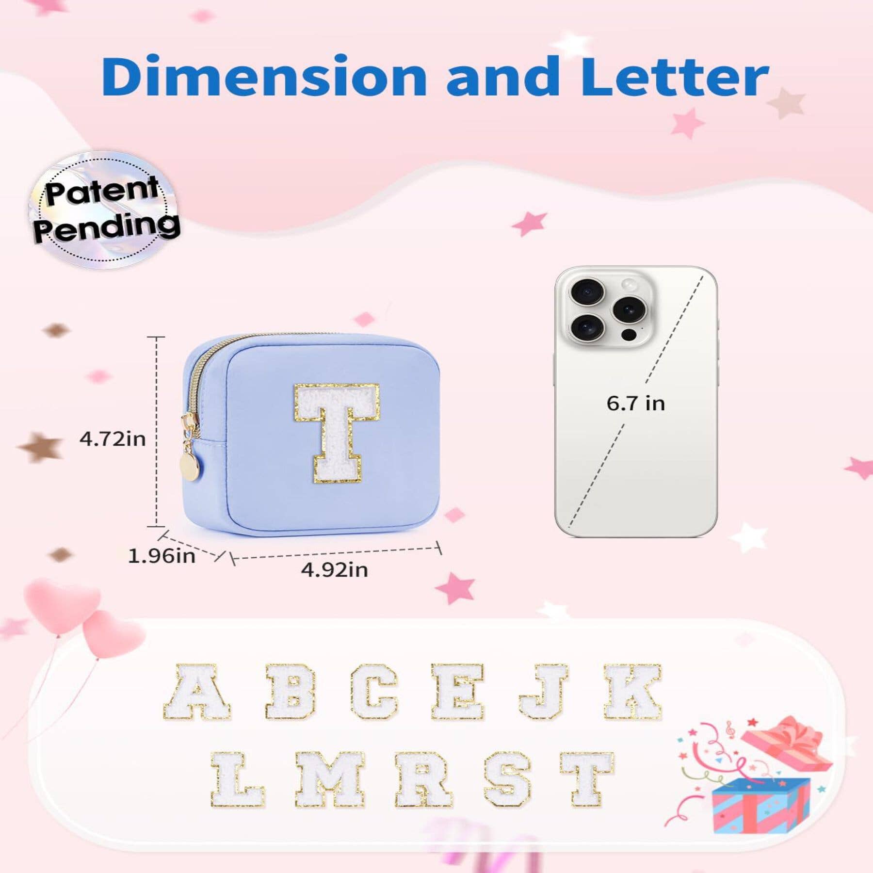 wandf – Großhandel Schmink-/Kosmetiktasche – Personalisierte Monogramm-Tasche Mini Initialen Schminktasche104