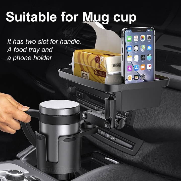 VIGOR - Wholesale Car Decorative Charm - Unisex - Car Cup Holder Expander with Tray 360°Rotating Table Adjusta9