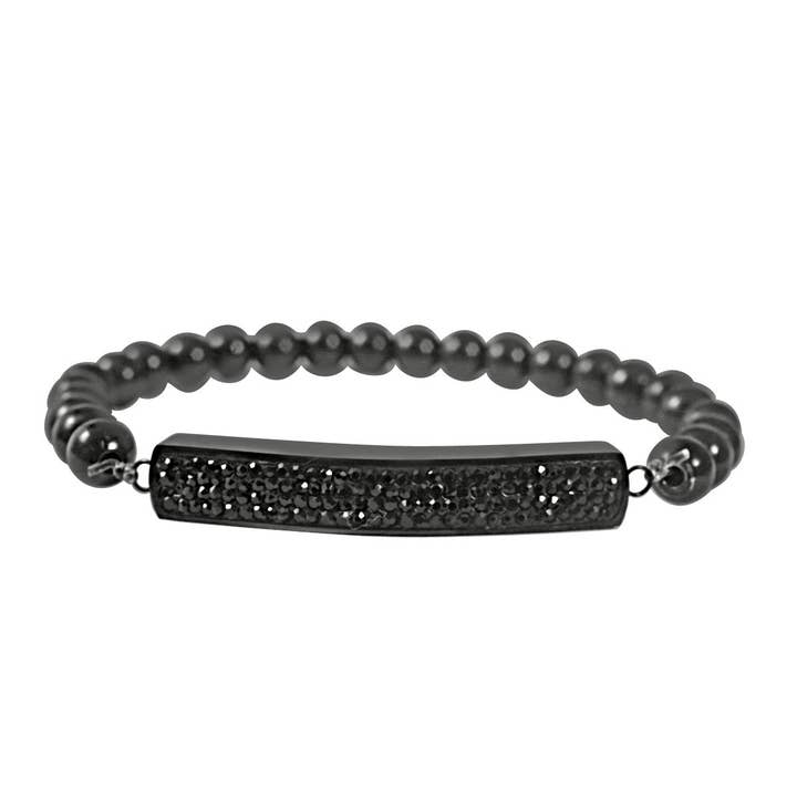 Kristall Pave Bar 1/4" bred Rostfritt stål Kullager Stretcharmband 705B3775 för wholesale av Zirconmania Wholesale Fashion Jewelry