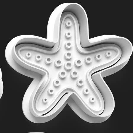 Ocean STARFISH Shaped Cookie Cutter and Embosser Stamp for Fondant / Polymer Clay / Clay / Plasticine for wholesale by Forever Springtime