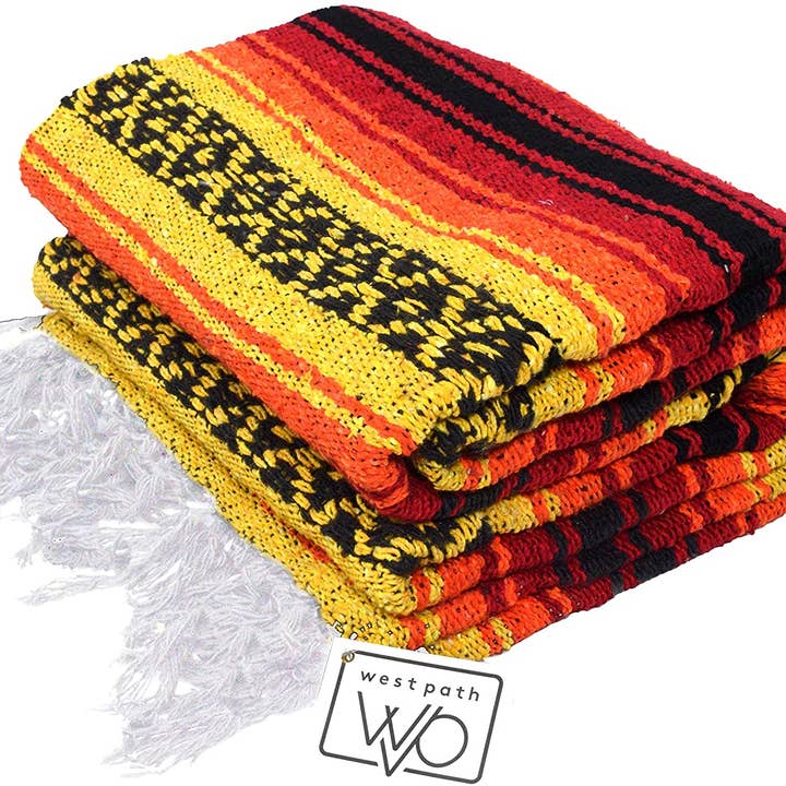 West Path - Wholesale Throw Blanket - Sunfire Mexican Blanket Super Falsa Red Yellow Black Orange