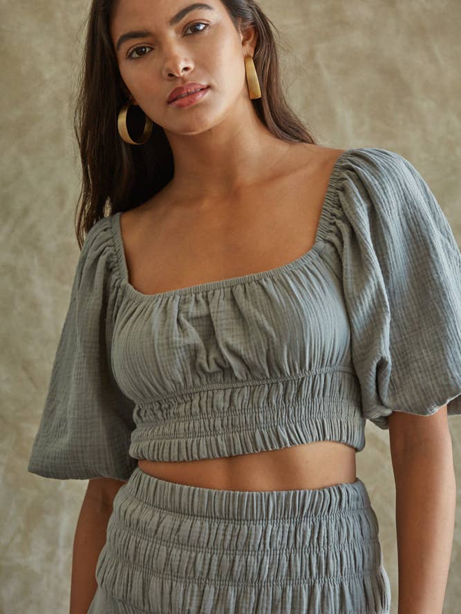 L5384 - Camicetta con maniche a 3/4 in cotone intrecciato per tutti i giorni per la vendita all'ingrosso da parte di By Together