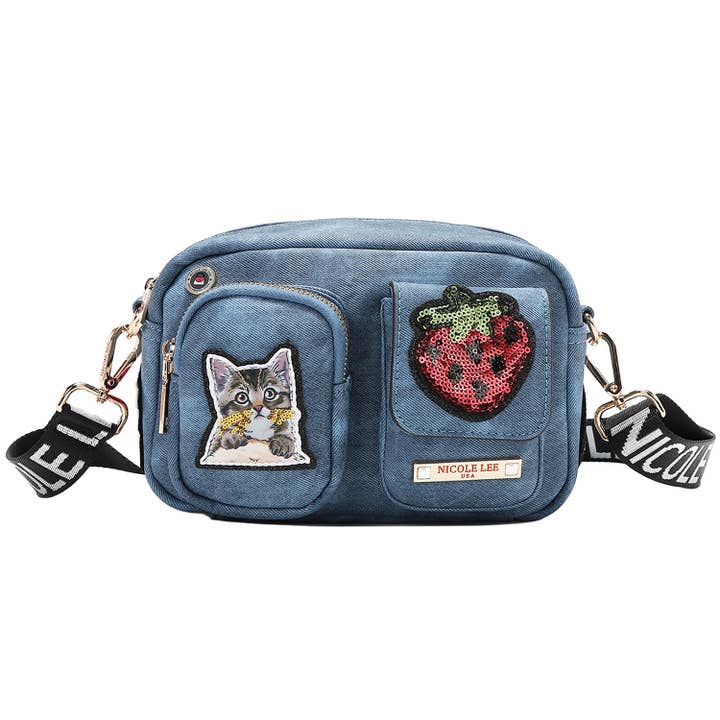 P17088 MULTI PATCH CROSSBODY for wholesale by M&M HANDBAGS, LLC.