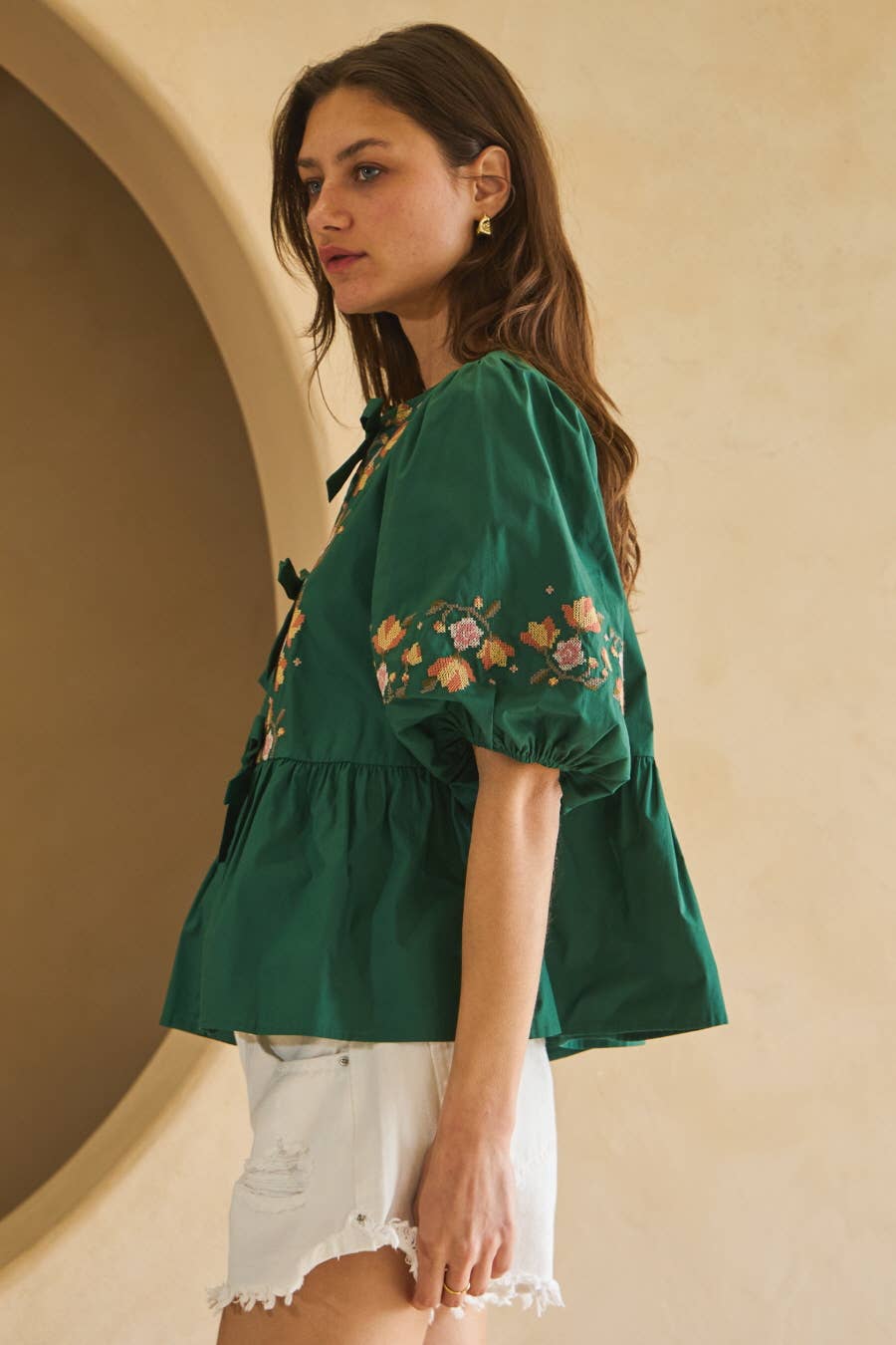 Oddi - Vendita all'ingrosso Camicetta - Donna - Blusa in popeline con fiocco frontale.9