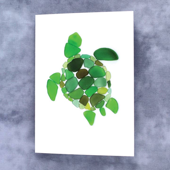 Beachcombing / Etched by the Sea - Wholesale Everyday Greeting Card - Sea Glass Sea Turtle Card1
