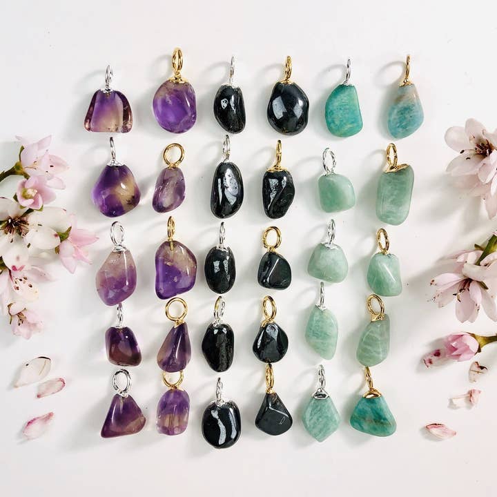 Rock Paradise - Wholesale Individual Charm/Pendant - Gemstone Tumbled Crystal Pendants A Grade - Small