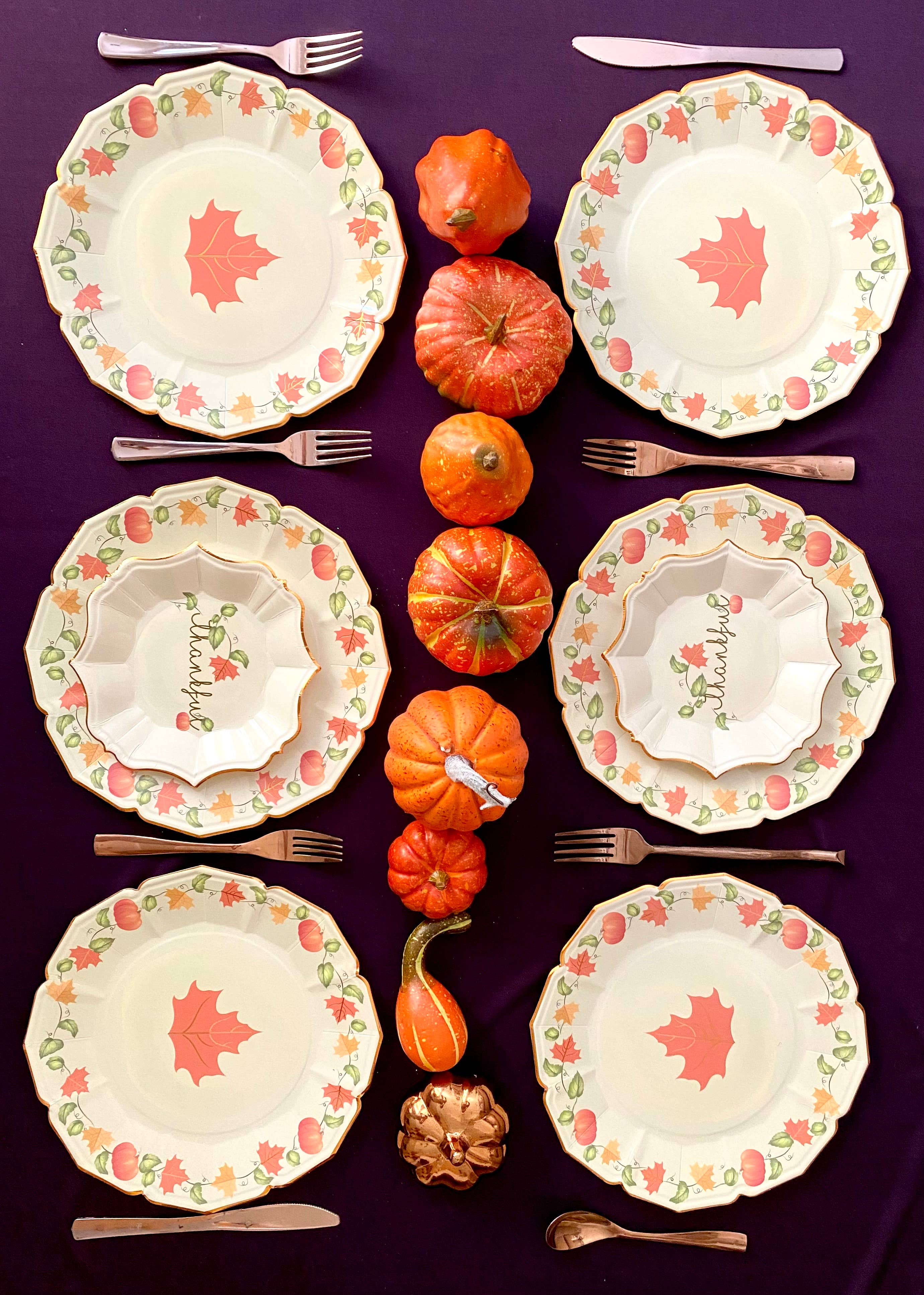 EID Creations - Vente Assiette jetable - 8 assiettes à dîner Thankful Fall4
