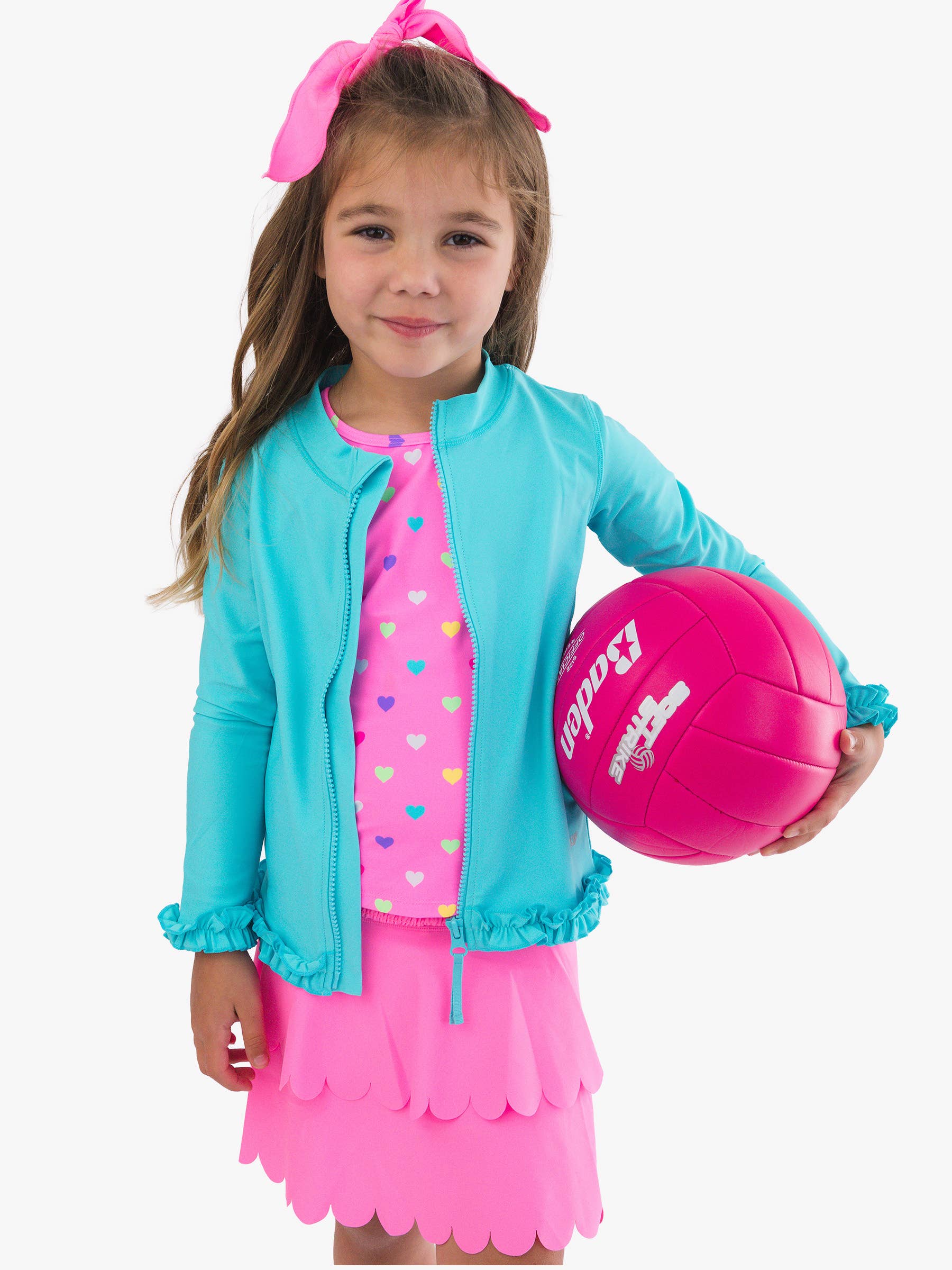 Girls Neon Pink Colorful Hearts Active Tank Top for wholesale on Faire3