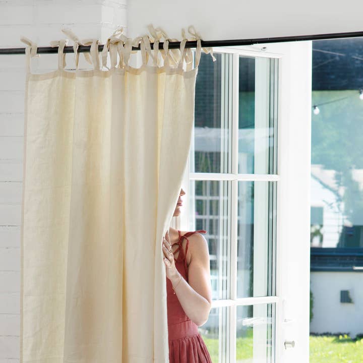 LinenQ - Wholesale Curtain - Tie top linen curtains with Blackout lining5