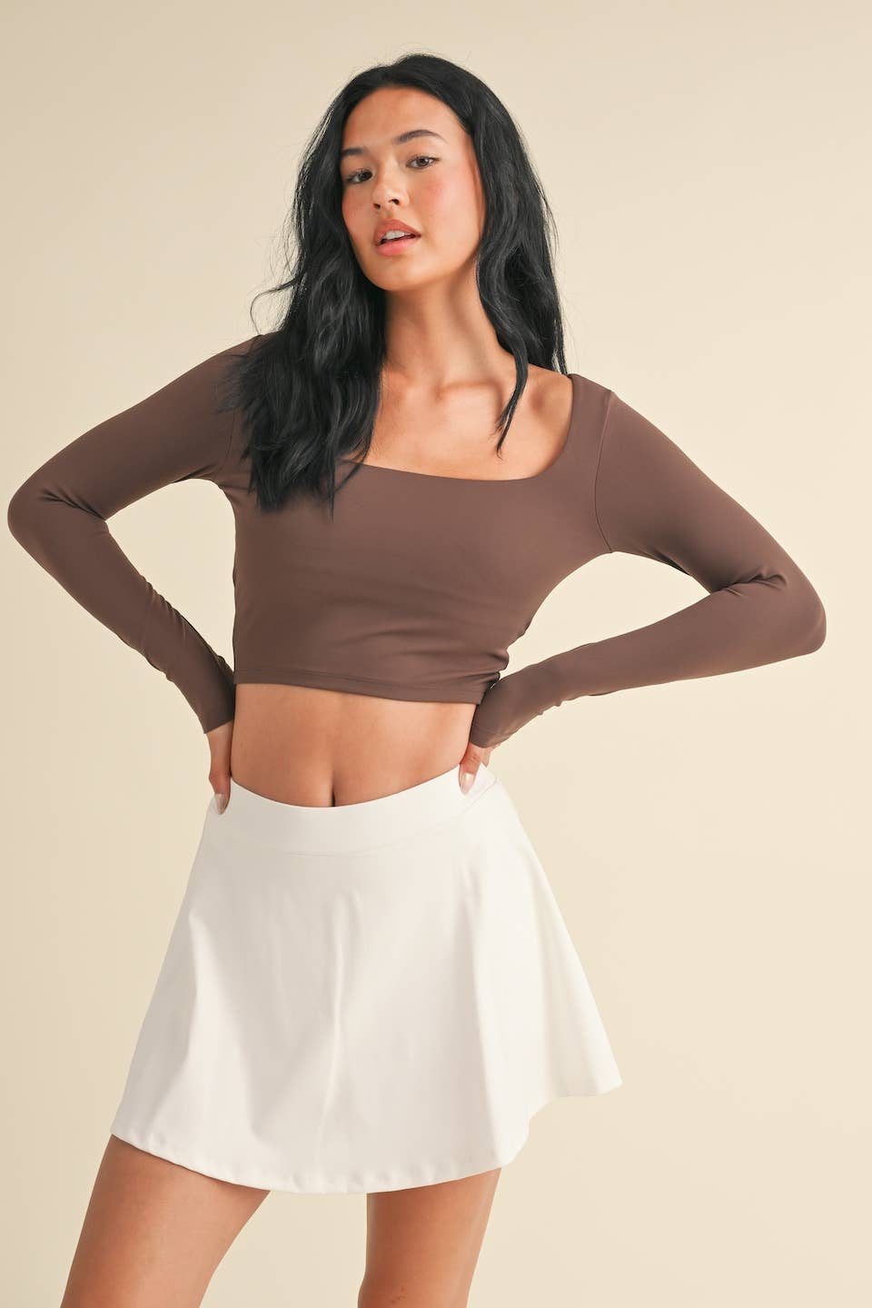 KIMBERLY C - Wholesale Athletic Top - Women's - Balletcore Long Sleeve Square Neck Top25