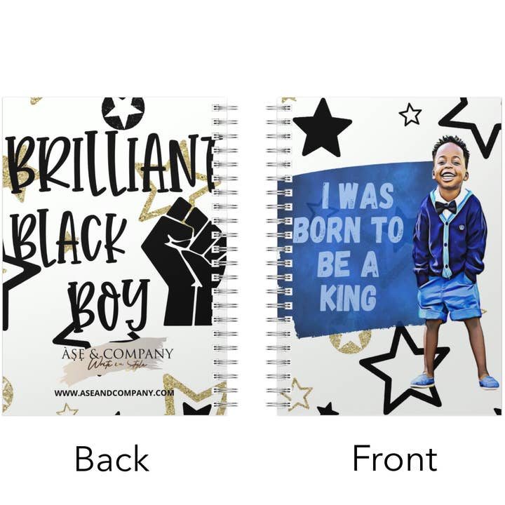 Diário de caderno espiral brilhante Black Boy King por atacado de Ase & Company