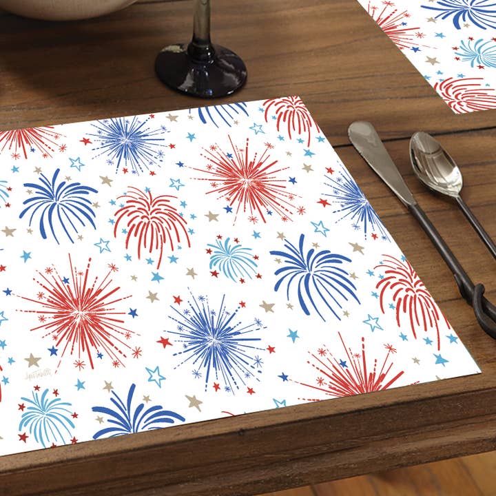 CounterArt/Highland Home/Thirstystone/CoasterStone - Wholesale Disposable Placemat - "Star Spangled" Premium Paper Stock Placemats 24 Sheet
