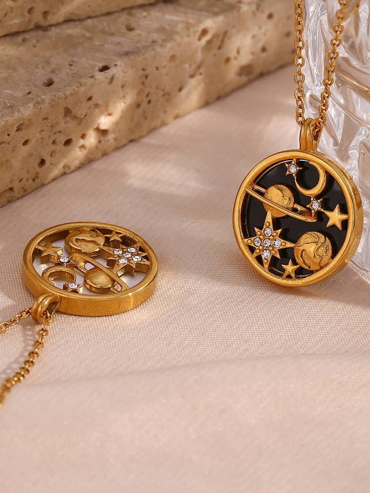 2+ Colares com Pingente Redondo de Concha Estrela da Lua DPJN2746 por atacado de Dipped Shop