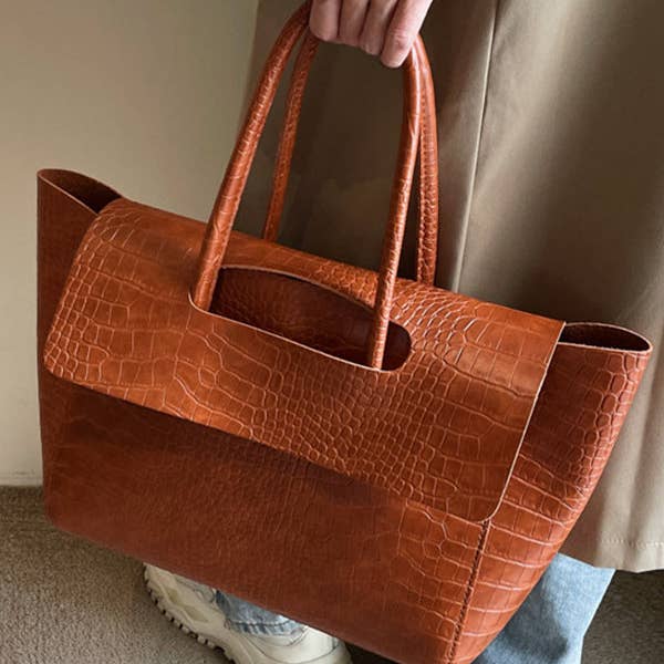 Sheer Trend - Wholesale Draagtas - Dames - Effen kleur handtassen met gesplitste naden en draagtas8