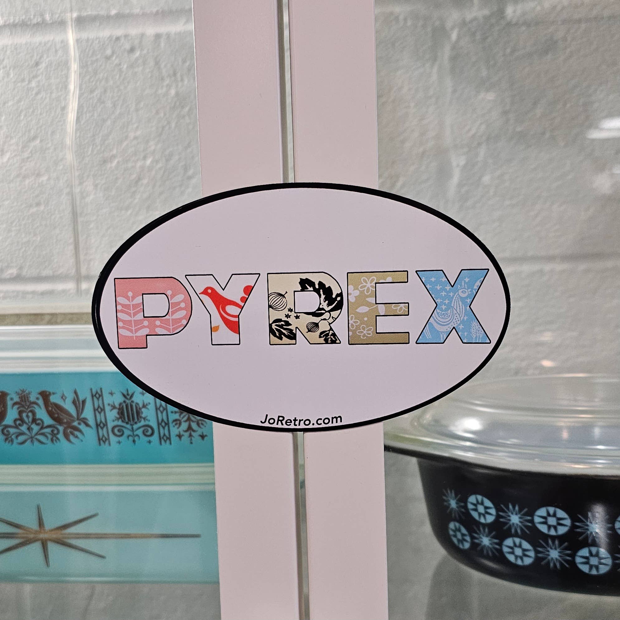 JoRetro - Vente Aimants - Aimant ovale Pyrex - Logo vintage arc-en-ciel1