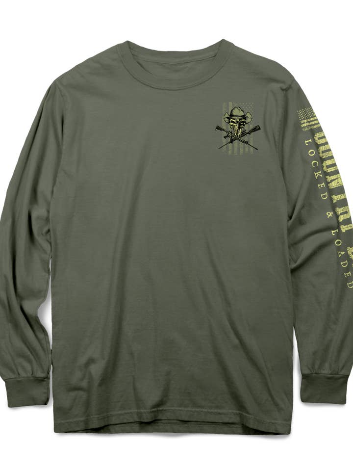 Country Boy® T-shirt met lange mouwen voor heren CB Locked & Loaded Hat, geel voor wholesale door Country Girl Store