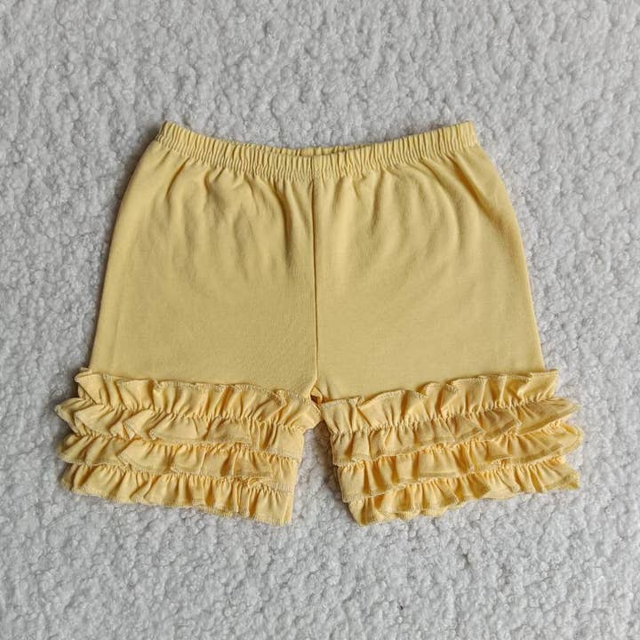 Yellow icing ruffle shorts for wholesale by Aier Wholesale