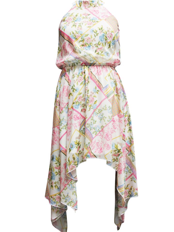 White Tween Printed Chiffon Hankey Hem for wholesale on Faire