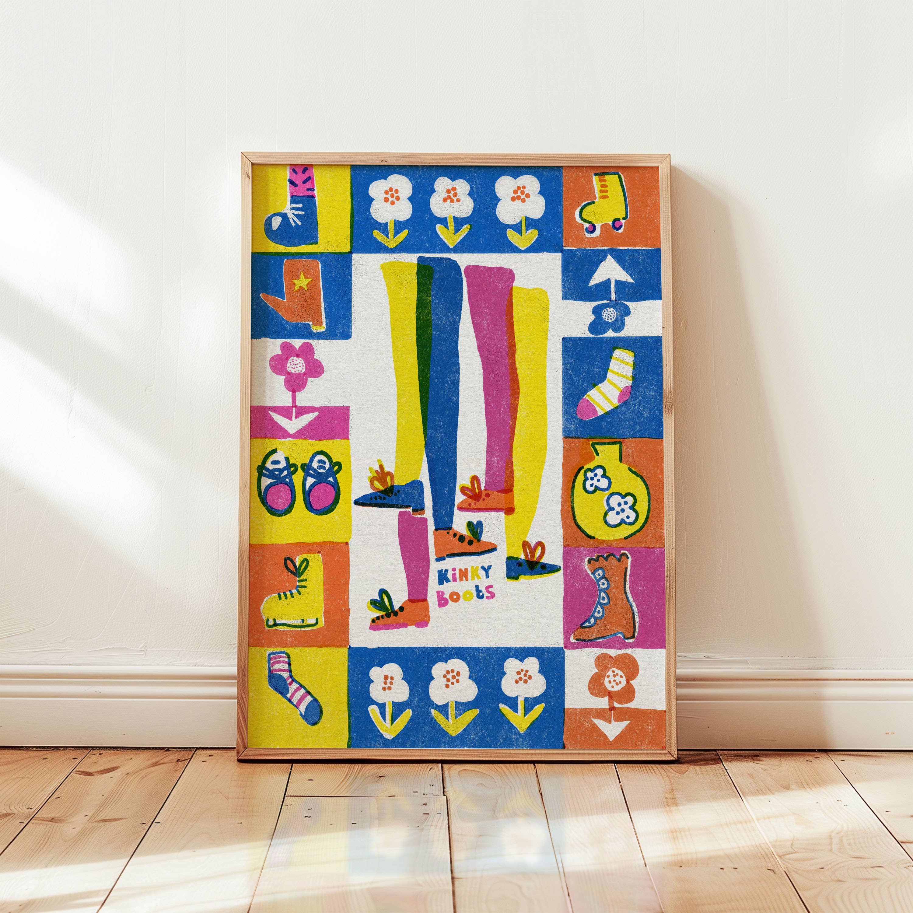 Rebecca Joy Ltd – wholesale Konsttryck – 'Kinky Boots' | Skor | Hem | Indie | Risografstil Tryck0