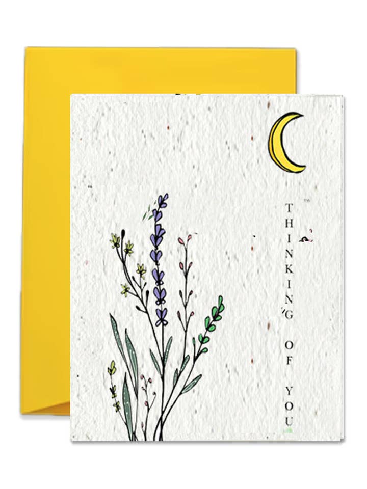 Thinking Of You (Moon) Wild Seed Paper Greeting Card for wholesale by Artsy Em