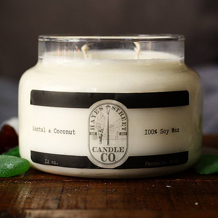 Vela de Cera de Soja com Duplo Pavio de Sândalo e Coco Média 12 oz por atacado de Hayes Street Candle Company