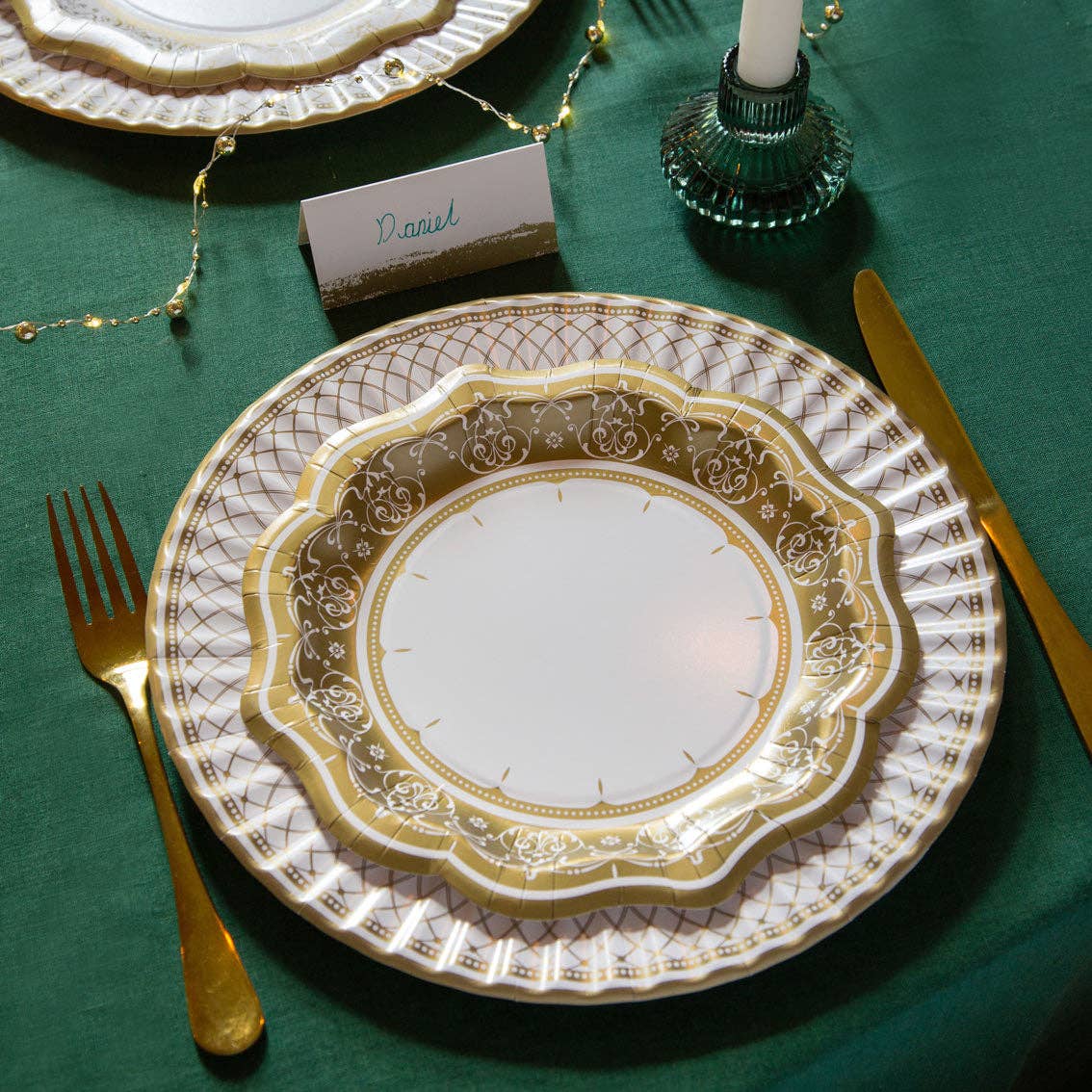 Talking Tables USA - Wholesale Disposable Plate - Gold Plates Large - 12 Pack| Christmas Plates |1