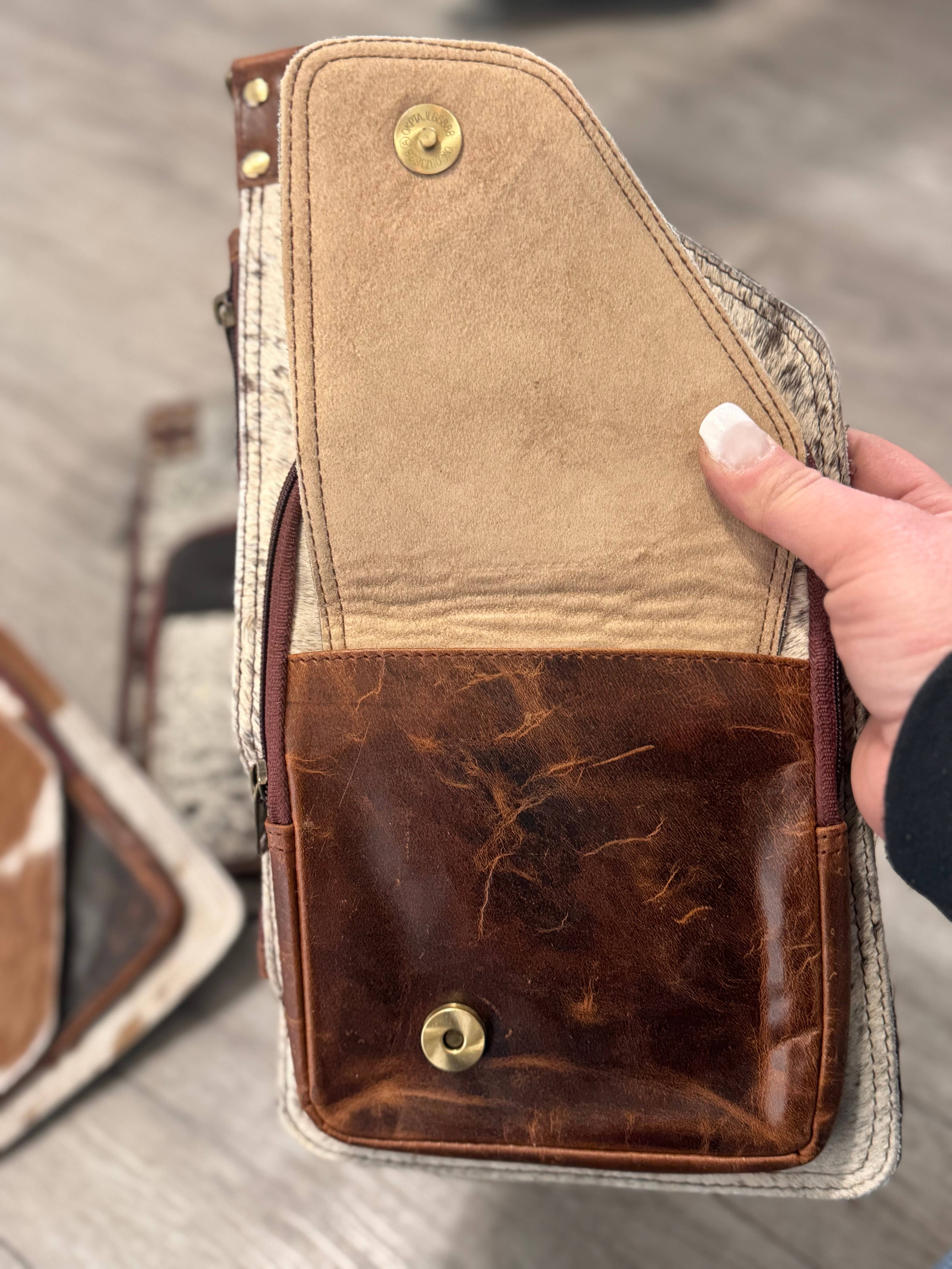 FRINGE & LUXE - Wholesale Crossbody Bag - Women's - Prairie chic cowhide sling crossbody 1