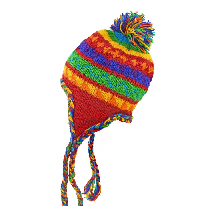 Nepalese Rainbow Wool Hat-96993 for wholesale by Nusantara Inc.