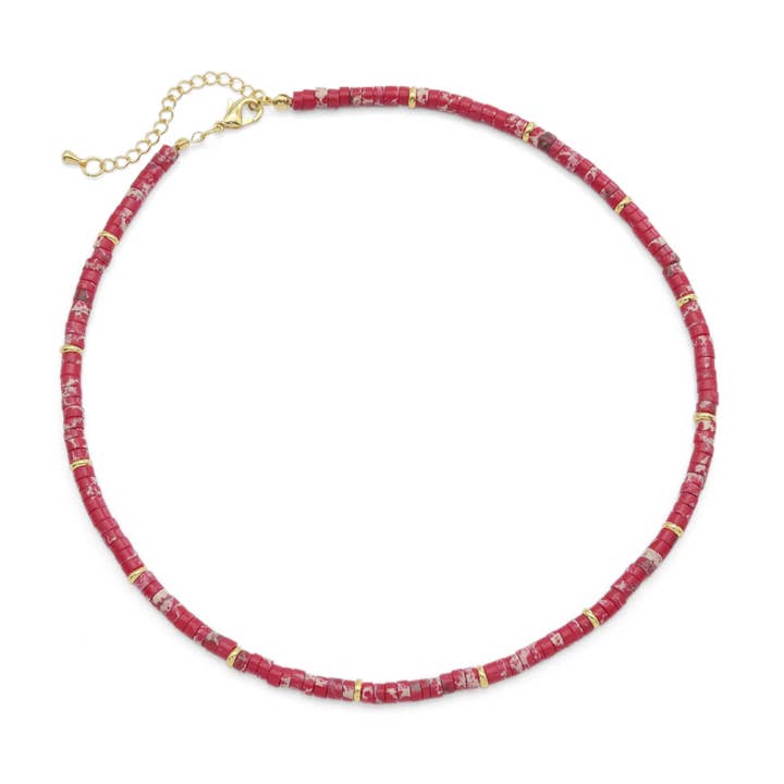 Red Imperial Jasper Heishi Beads Necklace, sku#EF540 for wholesale by BestBeads&Beyond