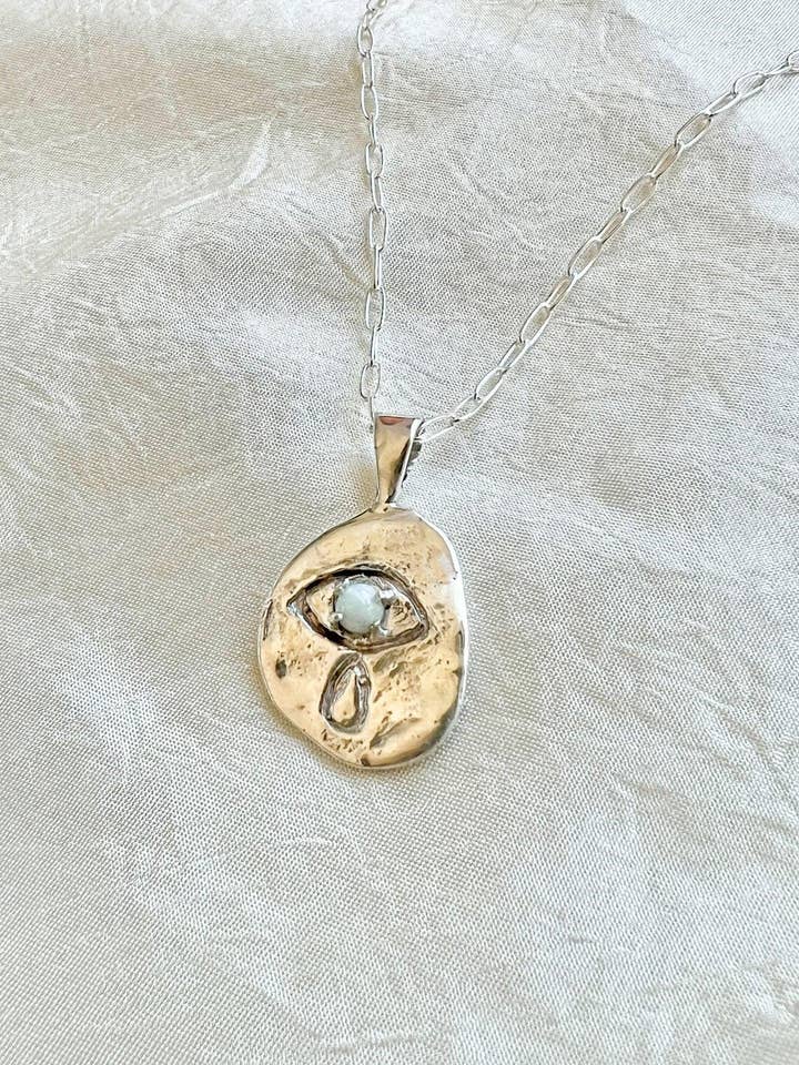 Crying Eye Silver Opal Necklace for wholesale by Dea Dia