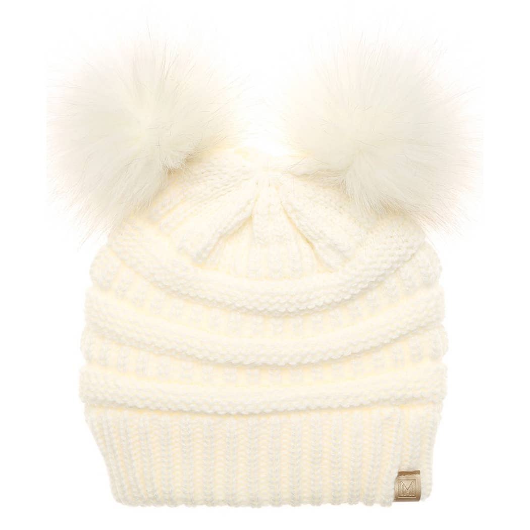 Fashion City - Vendita all'ingrosso Berretto - Bambini - Berretto invernale per bambini con doppio pompon1