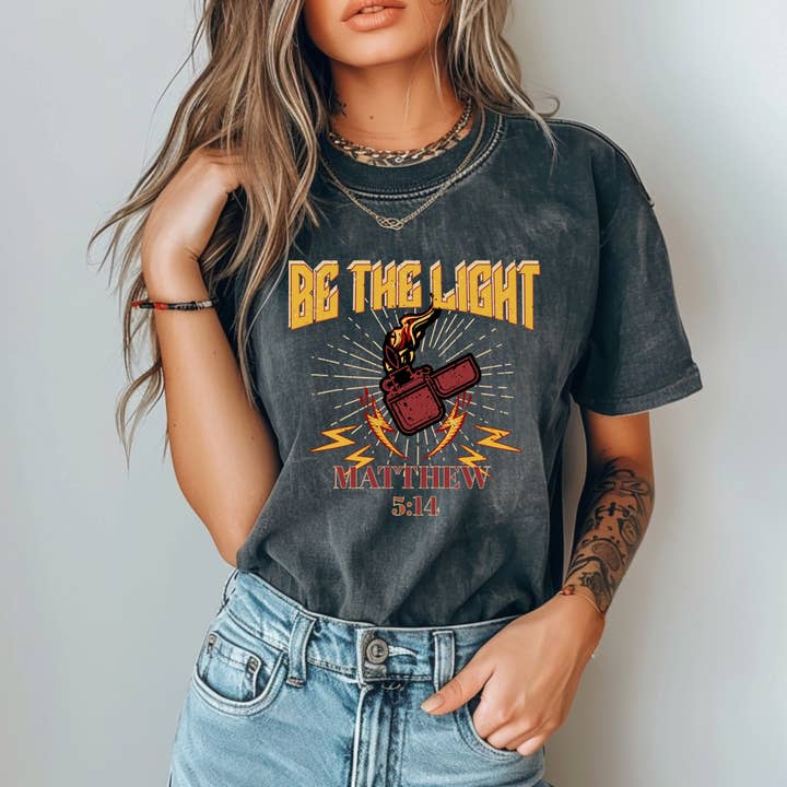 RETRO - BE THE LIGHT - TSHIRT for wholesale by MdB Designs