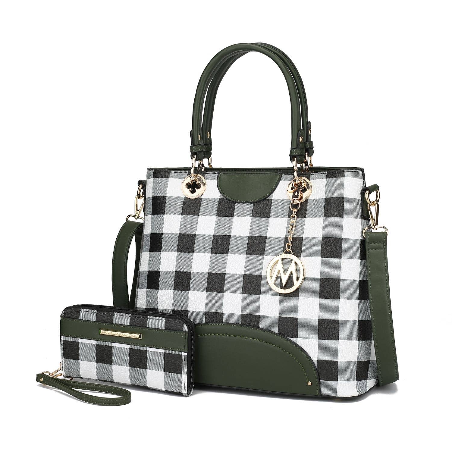 MKF Collection - Wholesale Top Handle Bag - Women's - Gabriella Checker vegan leather Handbag With Wallet by Mia K7