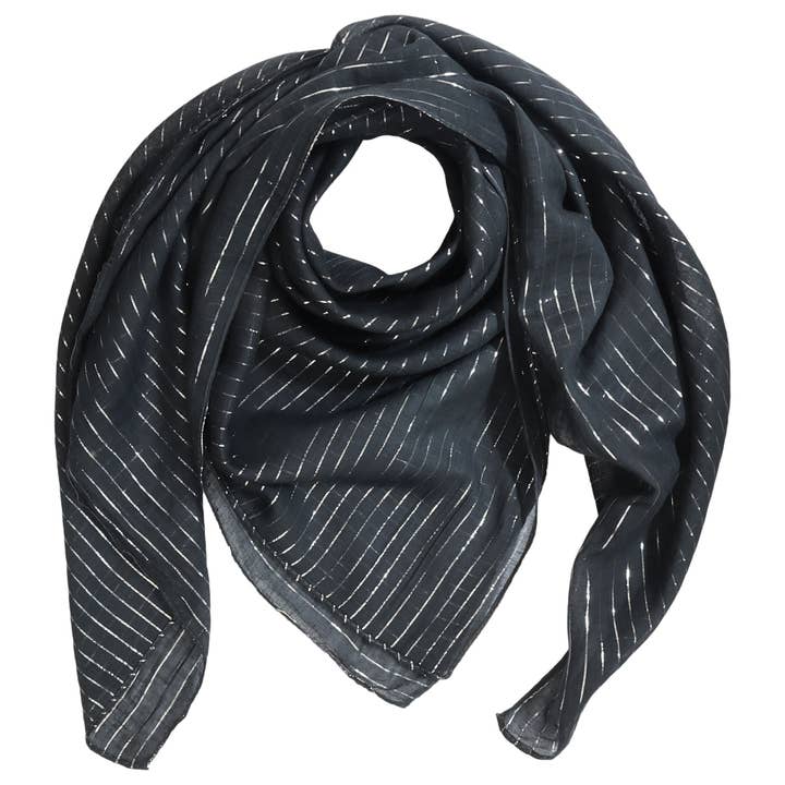 Tessuto di cotone grigio antracite Lurex argento fazzoletto quadrato per la vendita all'ingrosso da parte di Tribal Trade GmbH