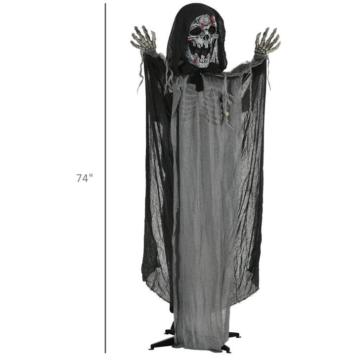 39F Inc. - Wholesale Outdoor Ornament/Decor - Outsunny 74' Life Size Outdoor Halloween Decorations Skeleton Witch, Animated Prop Animatronic Decor with Sound and Motion Activated, Light Up Eyes and Chest, Howling and Chain Sound6