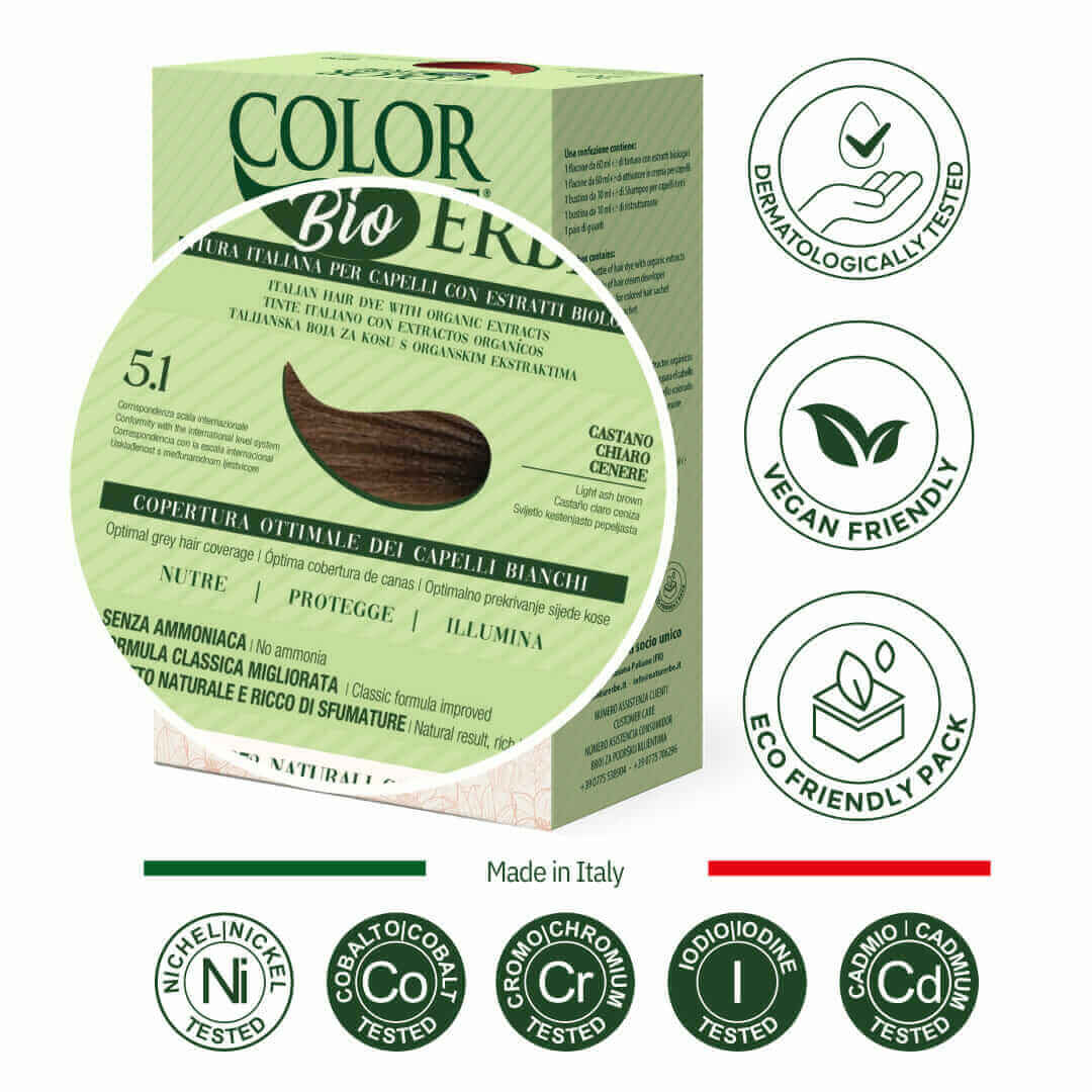 COLOR ERBE - Wholesale Hair Dye - Erbe E.B. Light Ash Brown Color Dye (5.1) - Made Italy1
