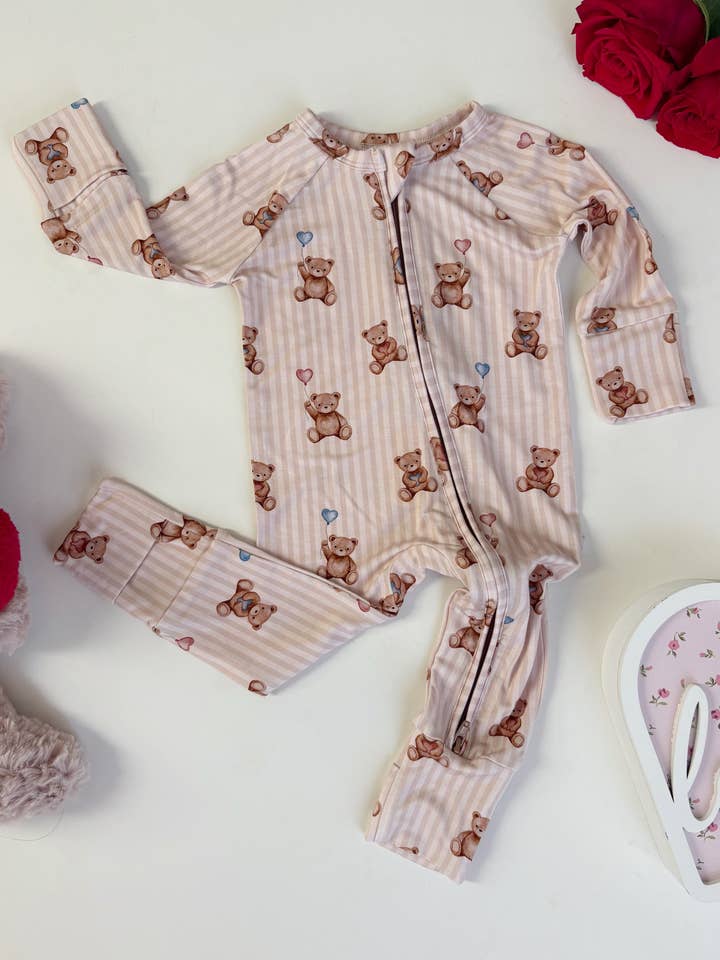 Beary Loved | Bamboo Zipper Pajamas for wholesale by Baylor Moon