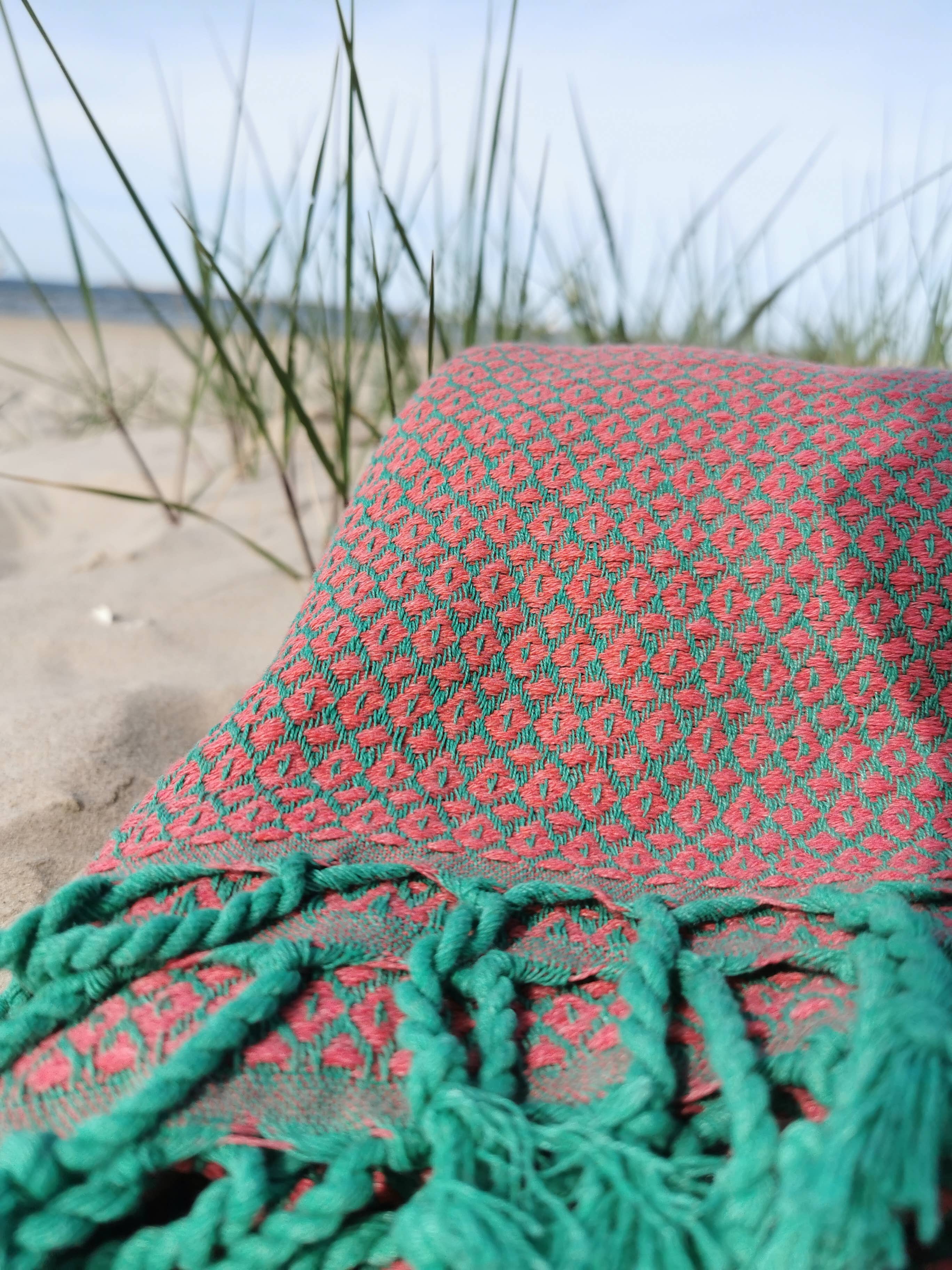 Stefano Ferrante – Engroshandel Badehåndklæde – Hamamhåndklæde Bird Eye Summer(grøn/magenta)2