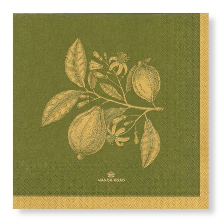 Lemon Green/Gold Napkins - Luncheon for wholesale by Manor Road