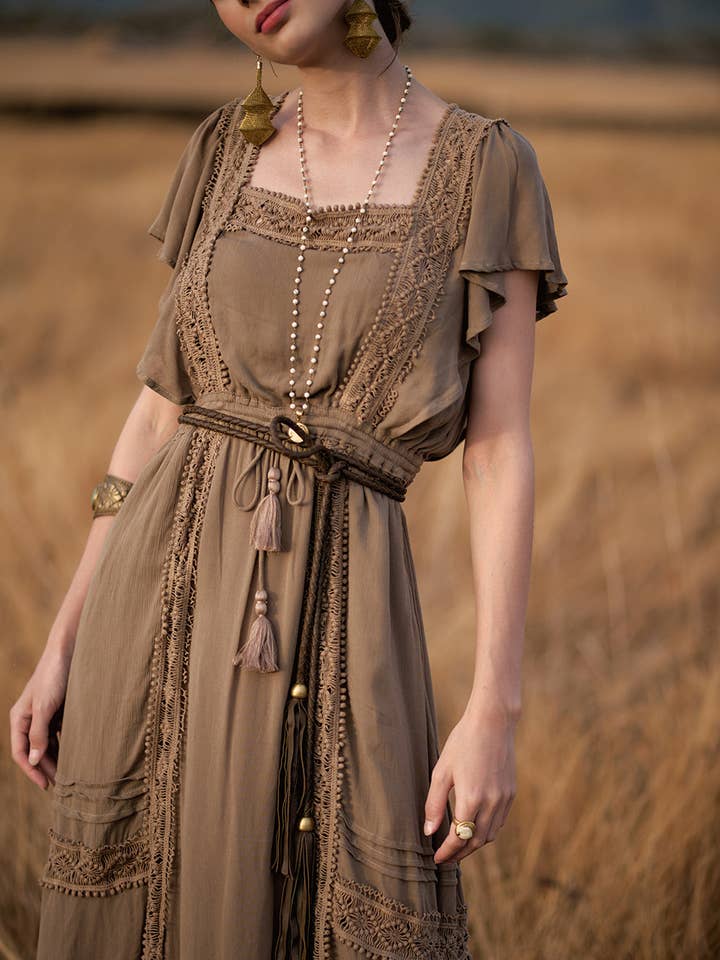 Rosalie Runde Flettet Bælte - Khaki for engroshandel hos Tulle and Batiste