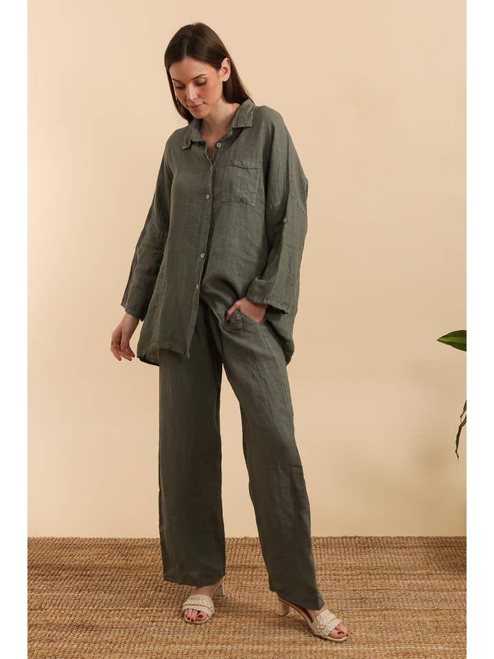 la maison des fibres naturelles – wholesale Set med topp och byxa – Dam – BYXA + BLUS SET 100% linne +storlek