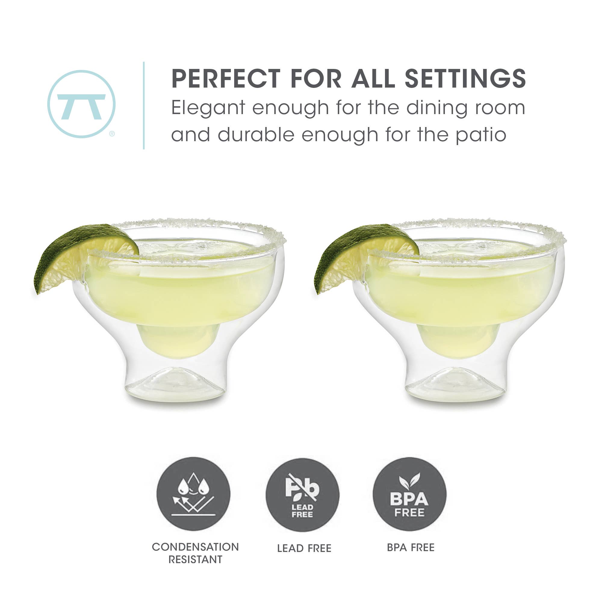Fox Run Brands - Wholesale Cocktail/Liquor Glass - Outset Margarita Glasses, Set of 2, 4" x 3.25" x 3.5"7