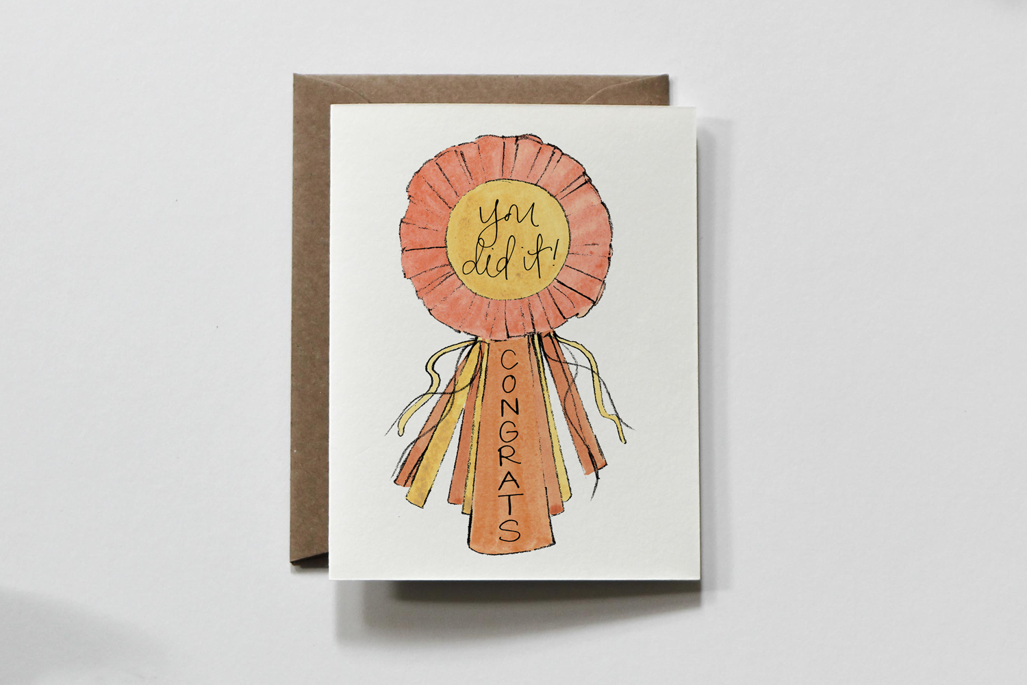 everglow handmade – Großhandel Glückwunschkarte – Ribbon | Glückwunschkarte „You Did It“, Aquarell1