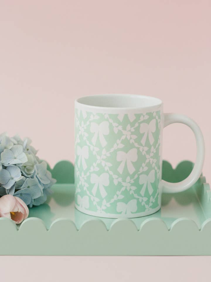 Mynt Trellis Bow Mugg för wholesale av Pearly Peach