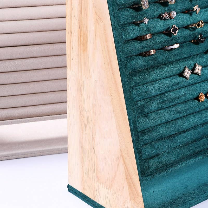 Zakka – Suporte de joias e exposição por atacado – Organizador e Expositor de Joias em Madeira Maciça para Anéis e Brincos6