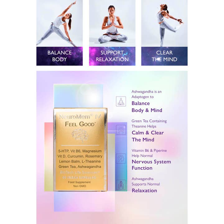 BioTech Life Sciences - Vente Supplément oral/vitamine - IQ4 SE SENTIR BIEN - Réduire le stress, Aider à dormir & Relaxation4