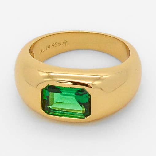 Vienna Baguette Ring w Emerald CZ for wholesale by Au 79