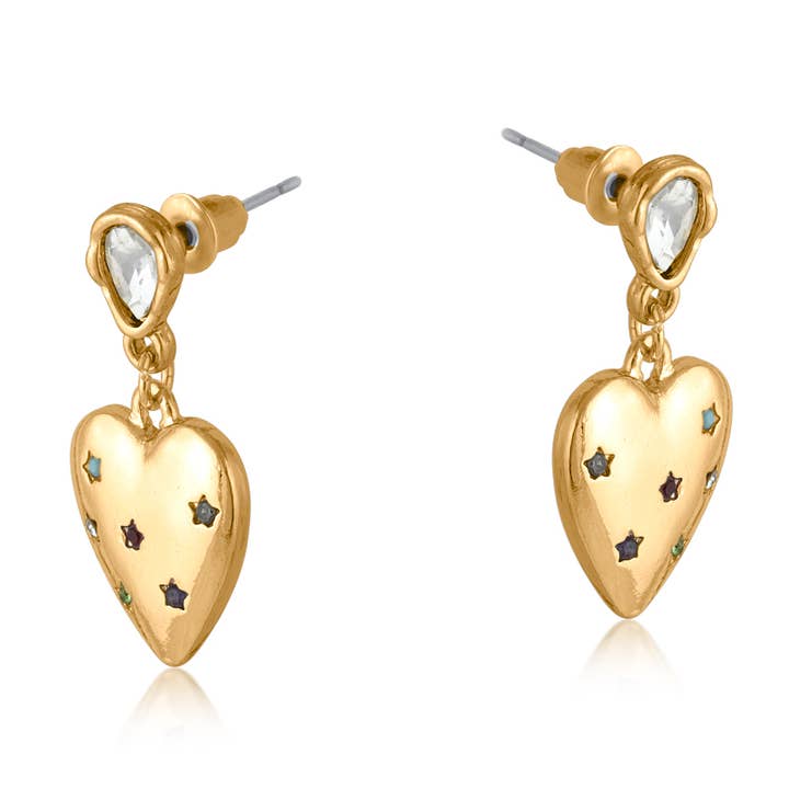 BOUCLES D'OREILLES FLORENCE HEART DROP pour la vente par Big Metal London