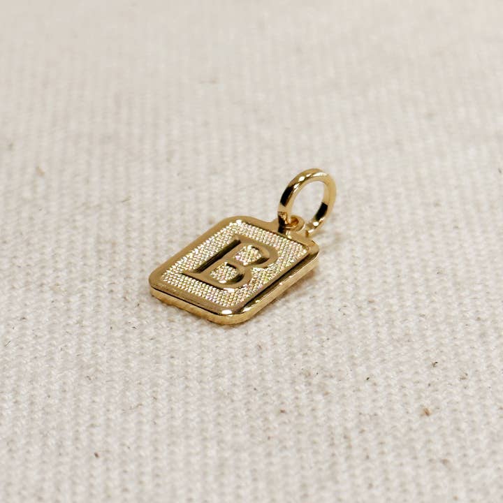 GoldFi - Wholesale Individual Charm/Pendant - Textured Initial Plate Pendant